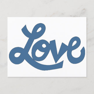 Blau // LIEBE text in whimsical Cartoon cursive Postkarte