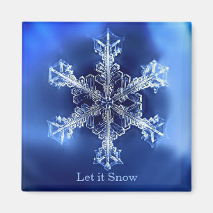 Blau Ließ es Snowflake 2 Zoll Square Magnet