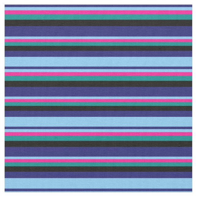 Blau, Light Sky Blue, Deep Pink, Dark Cyan & Black Stoff (Nahaufnahme)