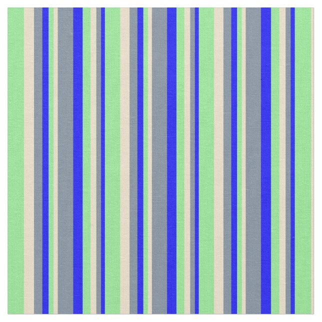Blau, Light Slate Grau, Tan & Light Green farbig Stoff (Nahaufnahme)