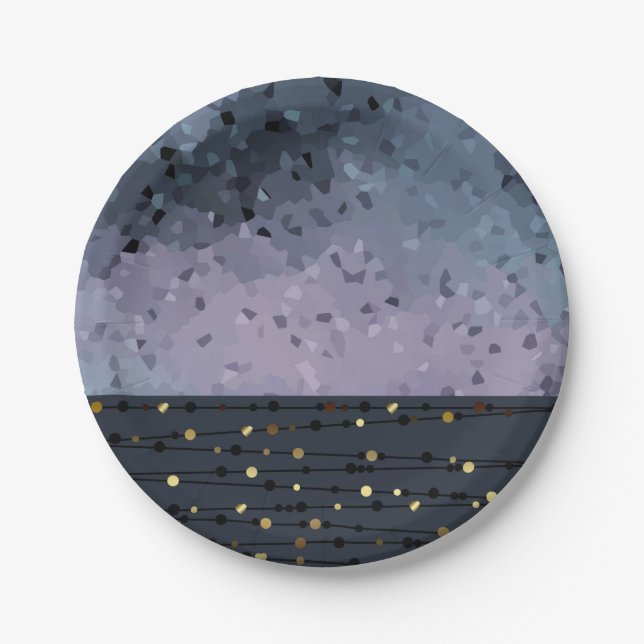 Blau-lila, Abstraktion Pappteller (Vorderseite)