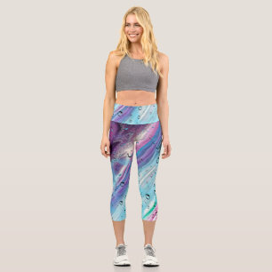 blau Lila Capri Leggings