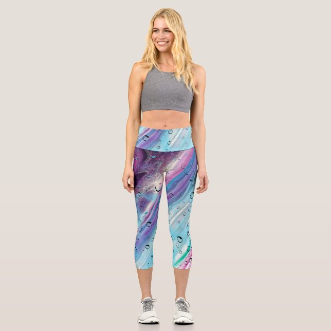 blau Lila Capri Leggings (Vorderseite)