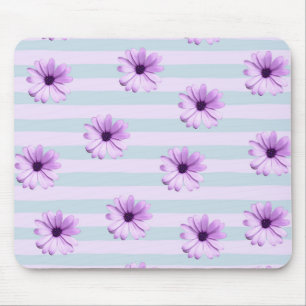 blau-lila gestreiftes Gänseblümchenmuster Mousepad