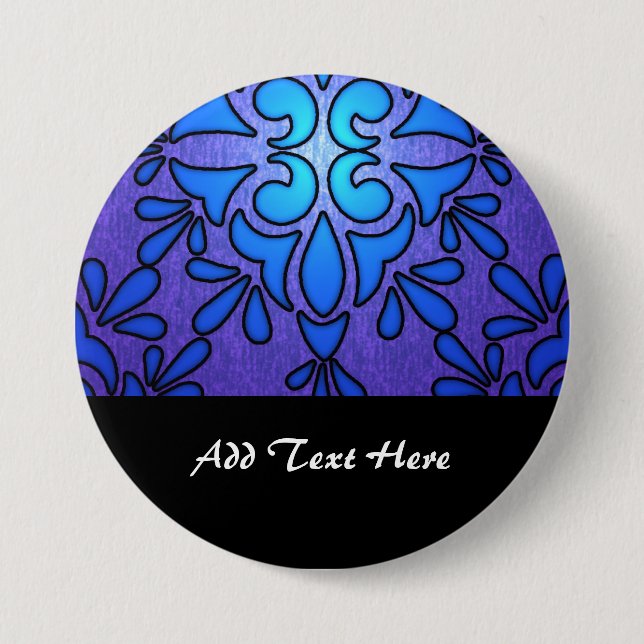 Blau-lila Glasmalerei-Design Button (Vorderseite)