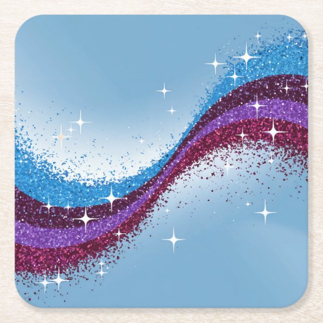 Blau, Lila Glitzer Funkelnd Untersetzer Set (Vorderseite)