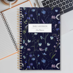 Blau Lila Hübsche Wildblumen Blumenmuster 2026 Planer