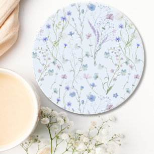 Blau Lila Hübsche Wildblumen Blumenmuster Getränkeuntersetzer
