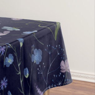 Blau Lila Hübsche Wildblumen Blumenmuster Tischdecke