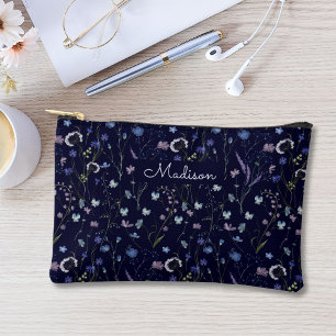 Blau Lila Hübsche Wildblumen Blumenmuster Zubehörtasche