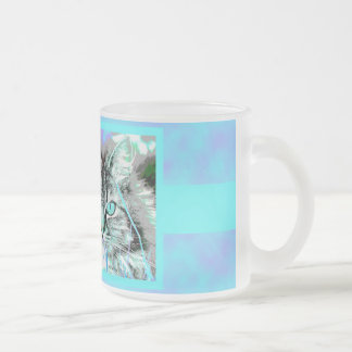 Blau-Lila Katzen-Tasse Mattglastasse