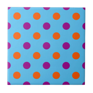 Blau Lila Orange Punkte-Muster Fliese