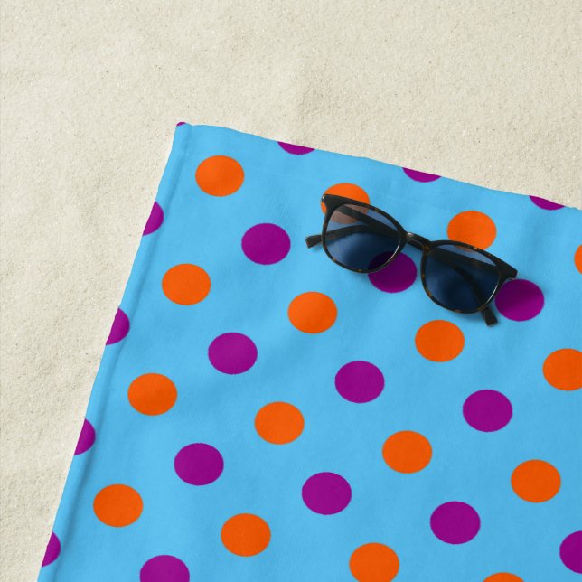 Blau Lila Orange Punkte-Muster Strandtuch (Beispiel)