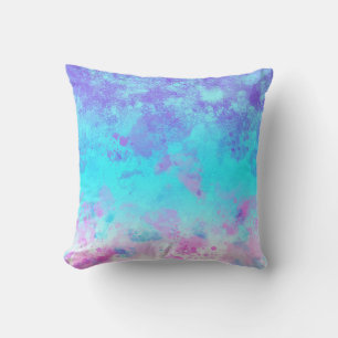 Blau Lila Pink Paint Splash Pastell Abstrakt Kissen