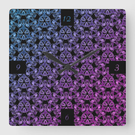 Blau Lila rosa Abstrakt Quadratische Wanduhr