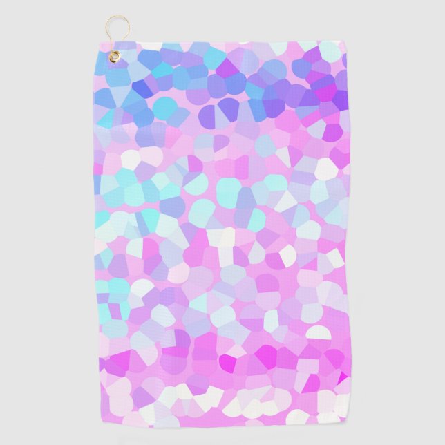 Blau lila rosa Grüne Pastel Mosaik Abstrakt Golfhandtuch (Vorderseite)