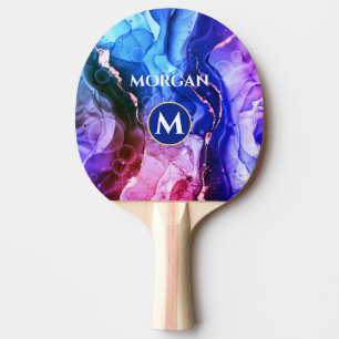 Blau Lila Rot-Violet-Flüssigkeits-Tinte, Monogramm Tischtennis Schläger