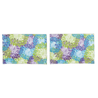 Blau, Lila und Linse Green Mums Kissenbezug