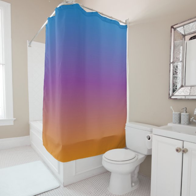 Blau, Lila und Orangen Gradient Duschvorhang (Beispiel)