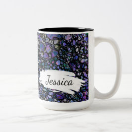 Blau, Lila und schwarz Absract mit Pinselstrichen  Zweifarbige Tasse