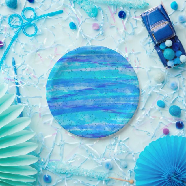Blau, Lila, Wasser Pappteller (Party)