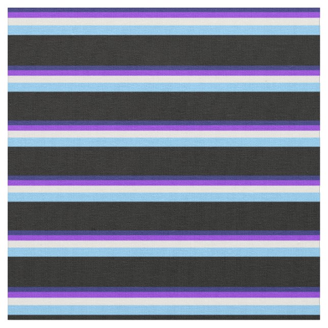 Blau, Lila, weiß, hell Blau und Schwarz Stoff (Nahaufnahme)