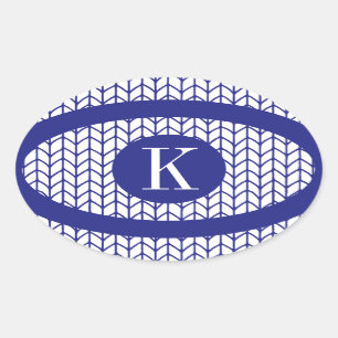 BLAU LINE STRICK Oval Stickers + Initial II