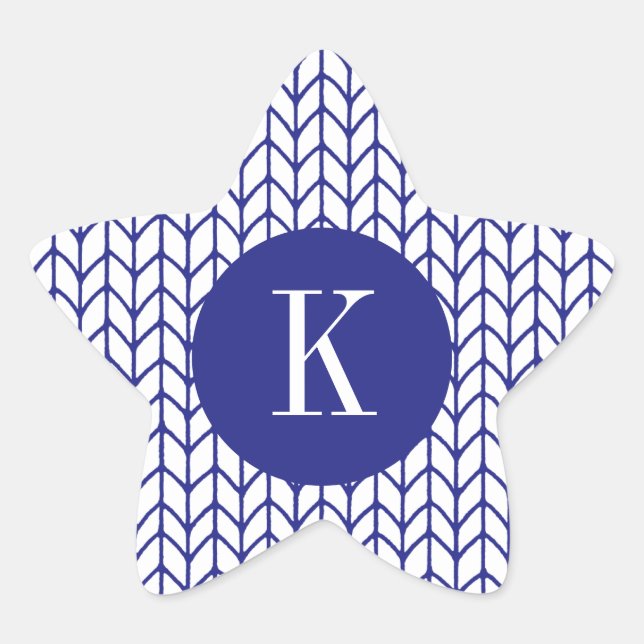 BLAU LINE STRICK Star Shape Stickers + Initial II (Vorderseite)