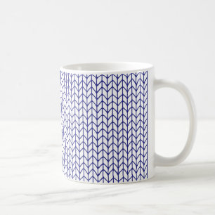 BLAU LINIENGESTRICKT Weißer Becher Kaffeetasse