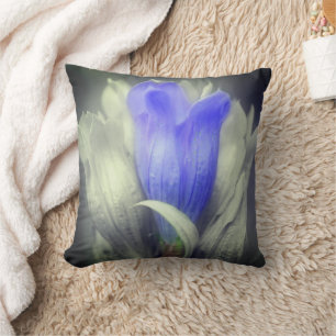 Blau-Linsenfarbe Schwarz-Weiß-Blume Kissen