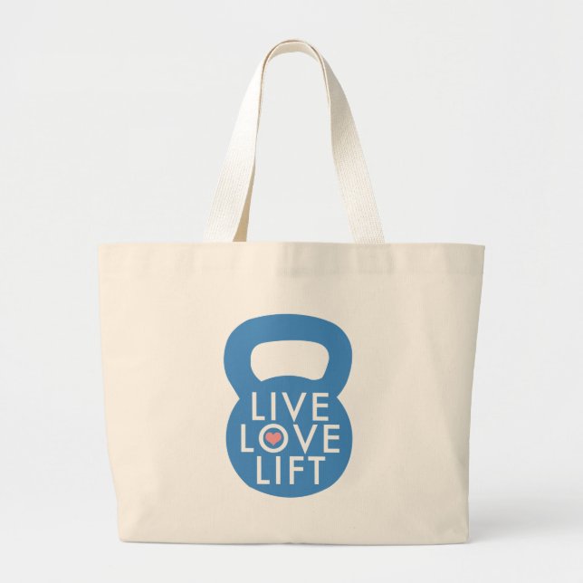 Blau-"LiveLiebe-Aufzug! " Jumbo Stoffbeutel (Vorne)