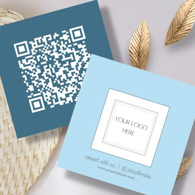 Blau | Logo | QR-Code Quadratische Visitenkarte (Von Creator hochgeladen)
