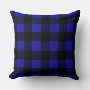 Blau/Magenta Büffel-Design Karo-Kissen Kissen