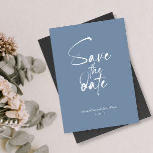 Blau Minimalistische, Save the Date Schrift Einladung