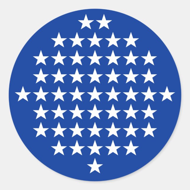 Blau mit 50 White Stars American Flag Theme Runder Aufkleber (Vorderseite)