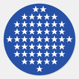 Blau mit 50 White Stars American Flag Theme Runder Aufkleber
