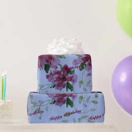 Blau mit Burgund Geschenkpapier