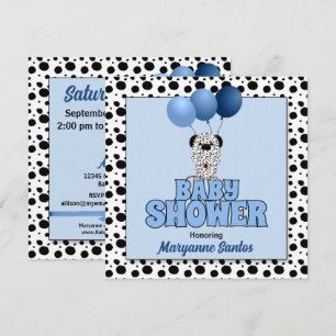 Blau mit Dalmatiner Puppy Theme Kinderdusche Einladung