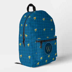 Blau mit dem Gold Accent Hahnentrittmuster Bedruckter Rucksack