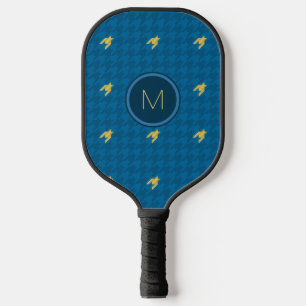 Blau mit dem Gold Accent Hahnentrittmuster Pickleball Schläger