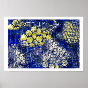 Blau mit den gelben und weißen Punkten - auf Poster