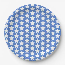 Blau mit einem Muster aus weißen Sternen Pappteller