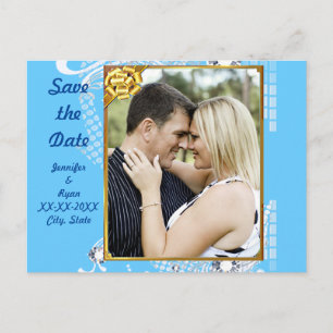 Blau mit Frame Diamonds Save the Date Postcard Ankündigungspostkarte