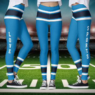 Blau mit gestreiften Teamfarben Liebe Sport Leggings