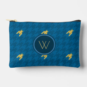 Blau mit goldenem Akzent Houndstooth Zubehörtasche