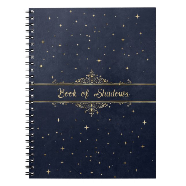 Blau mit goldenen Sternen Extravagantes Heidenbuch Notizblock (Vorderseite)