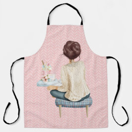 BLAU MIT HOLZ UND BÜCHER SCHÜRZE