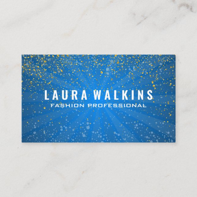 Blau mit leichtem Cast | Gold Speckled Business Ca Visitenkarte (Vorderseite)