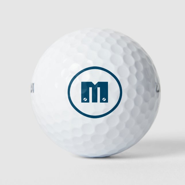 Blau Mit Monogramm Golfball (Vorderseite)