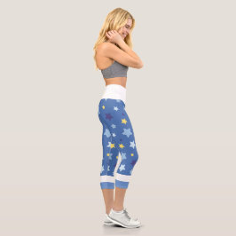 Blau mit passendem gelben Stern High Waisted Capri